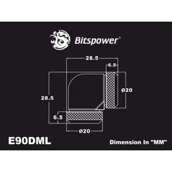 Suspaudimo alkūnė BitsPower Carbon Juoda BP-CBE90DML — žalvarinė 90° jungtis, juodos anglies apdaila, 1 vnt.