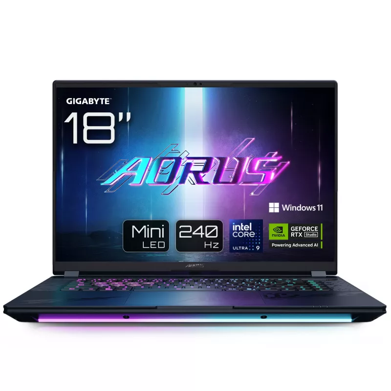 GIGABYTE AORUS MASTER 18 BYHC5DED65SP nešiojamas kompiuteris Intel Core Ultra 9 275HX 45,7 cm (18 colių) WQXGA 32 GB DDR5-SDRAM 2 TB SSD NVIDIA GeForce RTX 5080 Wi-Fi 7 (802.11be) Windows 11 Pro juodos spalvos