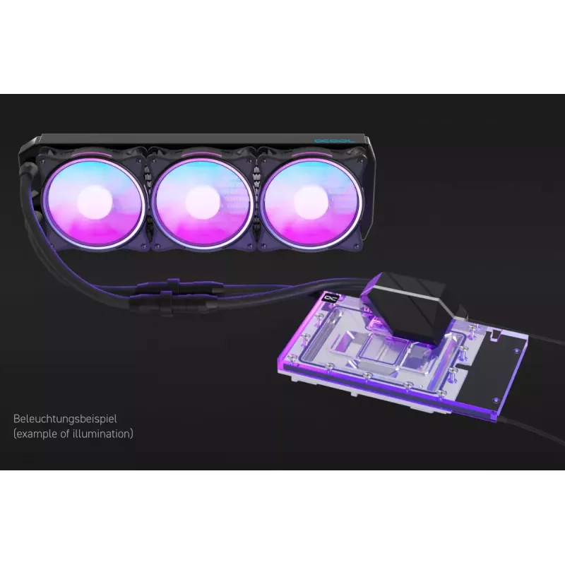 „Alphacool Eiswolf 2 AIO“ 360 mm GPU aušintuvas, skirtas RTX 4090 Founders Edition su galine plokšte
