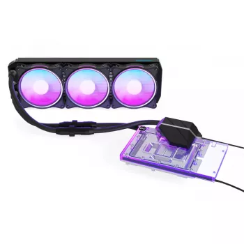 „Alphacool Eiswolf 2 AIO“ 360 mm GPU aušintuvas, skirtas RTX 4090 Founders Edition su galine plokšte