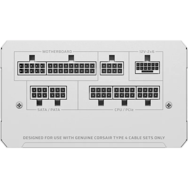 Maitinimo blokas CORSAIR RMe Series RM1000e — 1000 W, ATX 3.1, 80 PLUS Gold, pilnai modulinis, baltas, 120 mm ventiliatorius