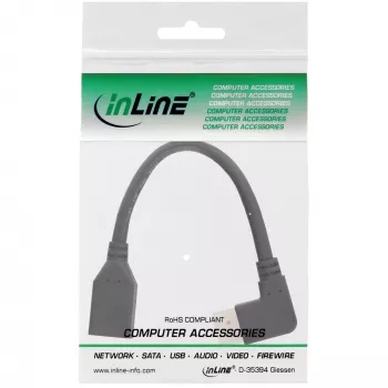 InLine DisplayPort 1.4 adapter kabelis M/F, 8K4K, kampuotas right, Juoda/gold
