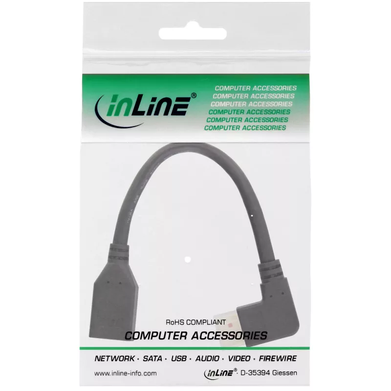 InLine DisplayPort 1.4 adapter kabelis M/F, 8K4K, kampuotas right, Juoda/gold