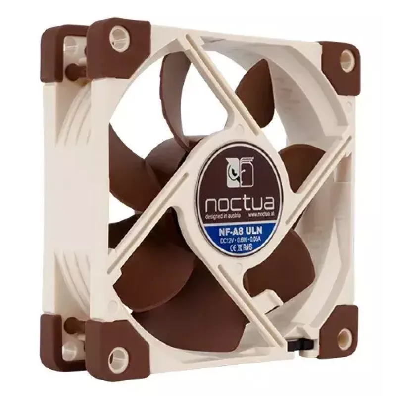 Ventiliatorius Noctua NF-A8 ULN — 80 mm korpuso ventiliatorius, 12 V, 1100–1400 RPM, 34,8 m³/h, 0,6 W, 6,5–10,4 dB