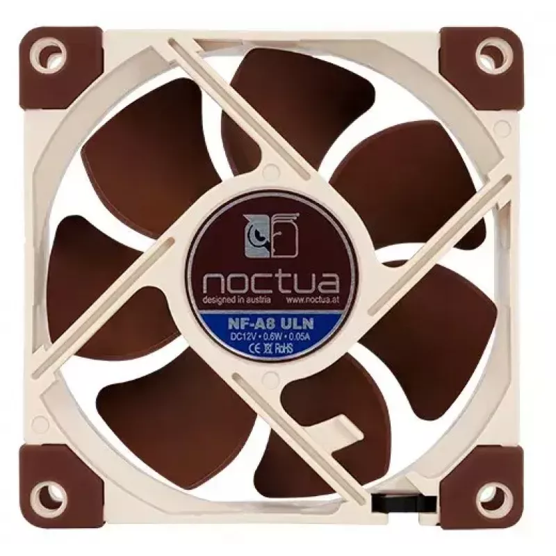 Ventiliatorius Noctua NF-A8 ULN — 80 mm korpuso ventiliatorius, 12 V, 1100–1400 RPM, 34,8 m³/h, 0,6 W, 6,5–10,4 dB