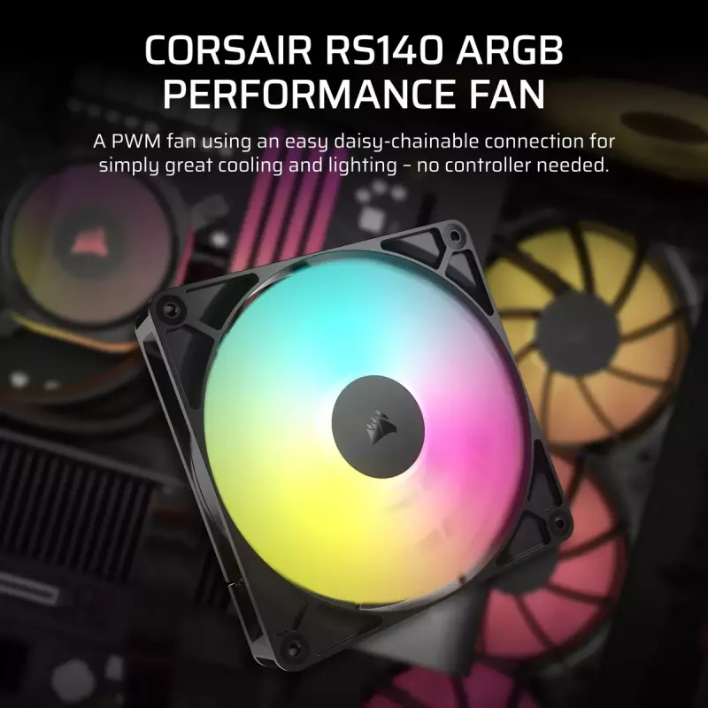 Corsair RS140 ARGB ventiliatorius 14 cm juodas 330-1700 RPM