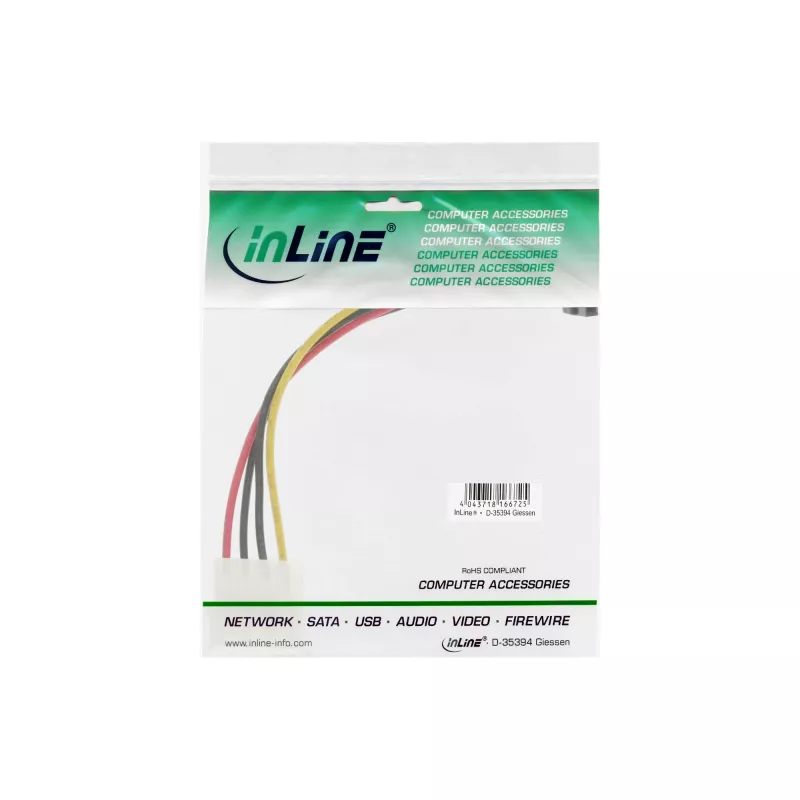 InLine SATA maitinimo adapterio laidas 1x 4 kontaktų lizdas / 15 kontaktų SATA kampuotas į viršų 29670X