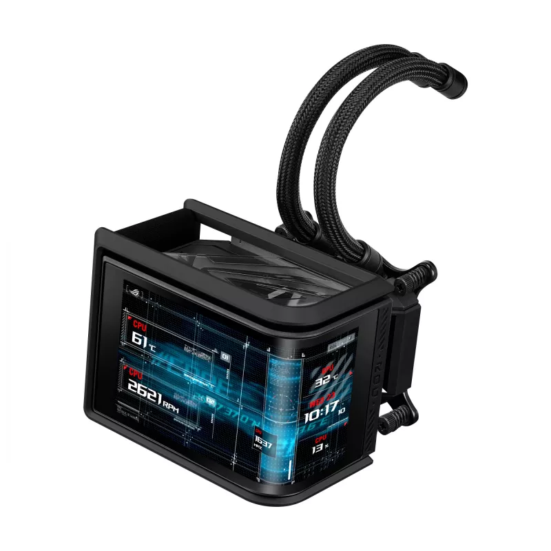 Skysčio aušinimo sistema ASUS ROG Ryuo IV SLC 360 ARGB — 120 mm ventiliatoriai, 360 mm radiatorius, juoda