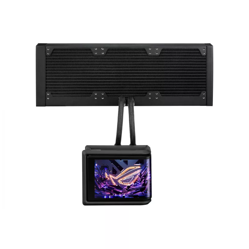 Skysčio aušinimo sistema ASUS ROG Ryuo IV SLC 360 ARGB — 120 mm ventiliatoriai, 360 mm radiatorius, juoda