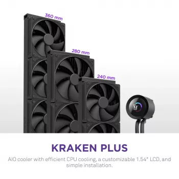 Viskas viename skysčio aušintuvas NZXT Kraken Plus 360 12 cm Juodas Fluid Dynamic Bearing
