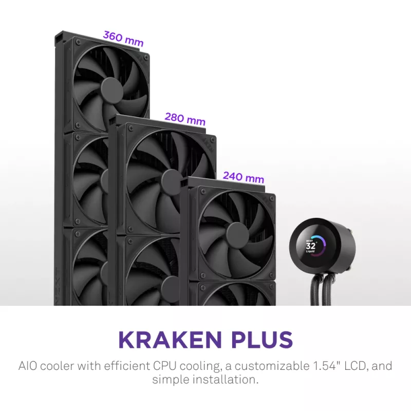 Viskas viename skysčio aušintuvas NZXT Kraken Plus 360 12 cm Juodas Fluid Dynamic Bearing
