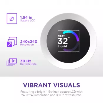 Viskas viename skystas procesoriaus aušintuvas NZXT Kraken Plus RGB 240 — 120 mm ventiliatoriai, FDB guolis, balta