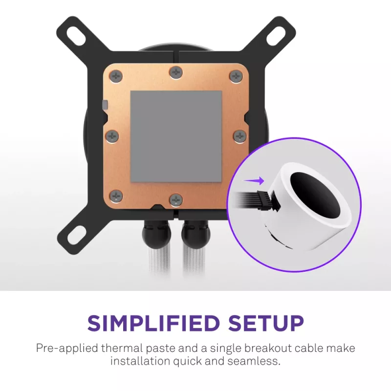 Viskas viename skystas procesoriaus aušintuvas NZXT Kraken Plus RGB 240 — 120 mm ventiliatoriai, FDB guolis, balta