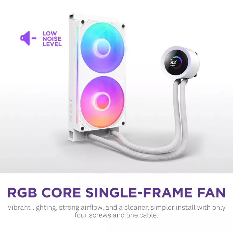 Viskas viename skystas procesoriaus aušintuvas NZXT Kraken Plus RGB 240 — 120 mm ventiliatoriai, FDB guolis, balta