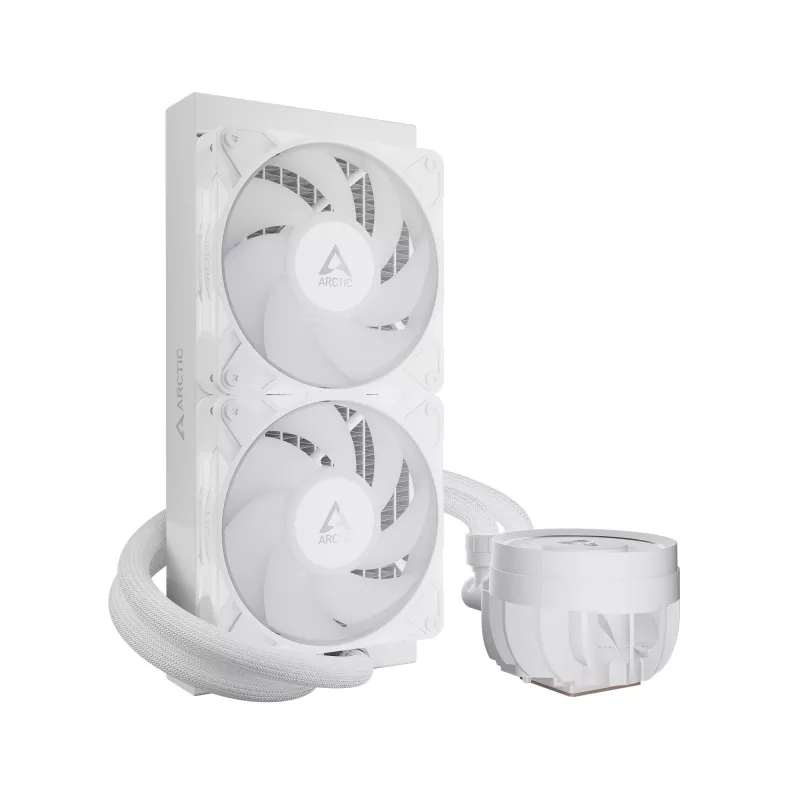 „Viskas viename“ skysčio CPU aušintuvas Arctic Liquid Freezer III Pro 240 A-RGB — 240 mm, 120 mm ventiliatoriai, balta, suderinama su LGA1700/AM4/AM5
