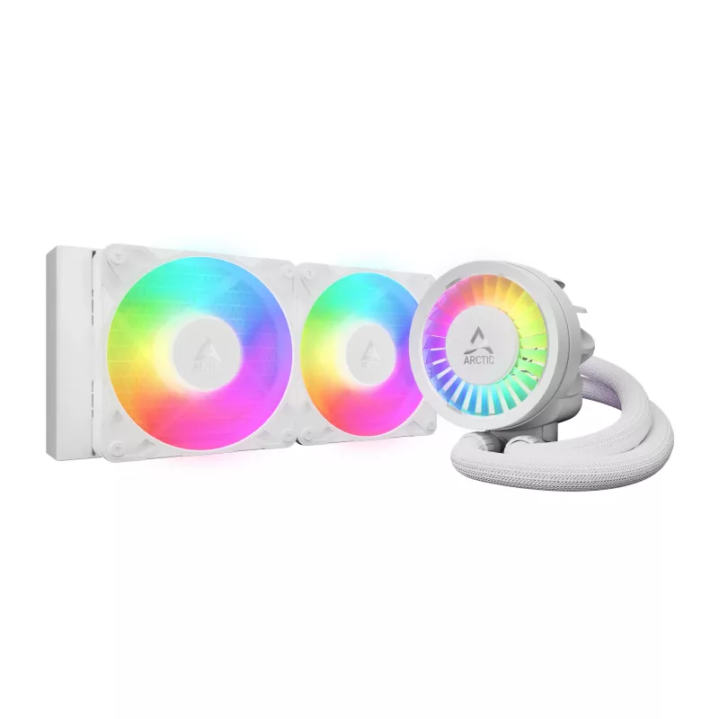 „Viskas viename“ skysčio CPU aušintuvas Arctic Liquid Freezer III Pro 240 A-RGB — 240 mm, 120 mm ventiliatoriai, balta, suderinama su LGA1700/AM4/AM5