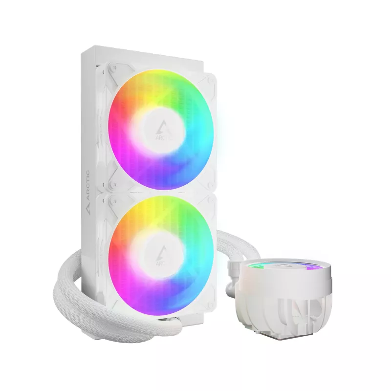 „Viskas viename“ skysčio CPU aušintuvas Arctic Liquid Freezer III Pro 240 A-RGB — 240 mm, 120 mm ventiliatoriai, balta, suderinama su LGA1700/AM4/AM5