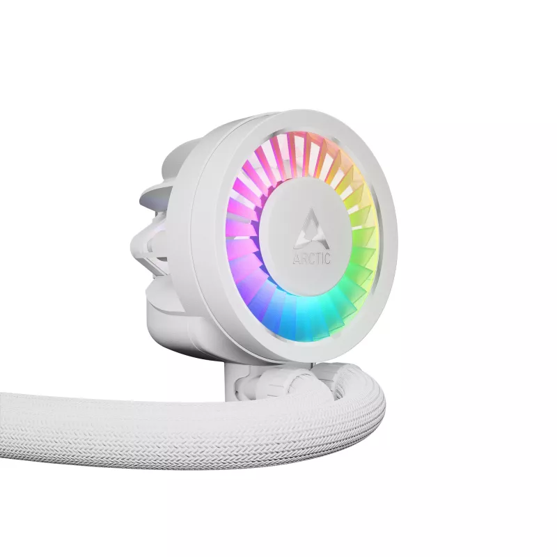 „Viskas viename“ skysčio CPU aušintuvas Arctic Liquid Freezer III Pro 240 A-RGB — 240 mm, 120 mm ventiliatoriai, balta, suderinama su LGA1700/AM4/AM5