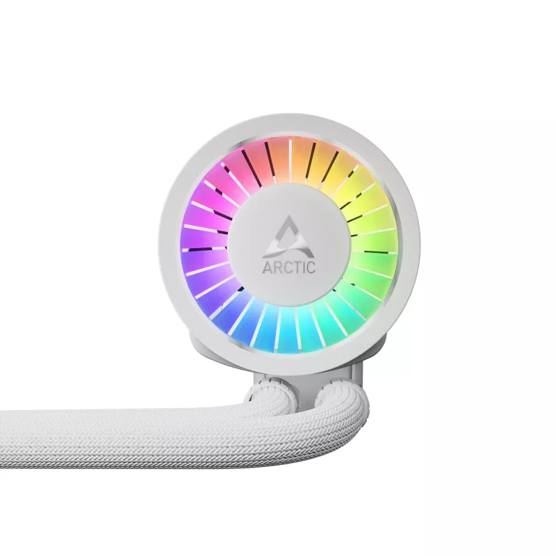„Viskas viename“ skysčio CPU aušintuvas Arctic Liquid Freezer III Pro 240 A-RGB — 240 mm, 120 mm ventiliatoriai, balta, suderinama su LGA1700/AM4/AM5