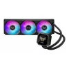 All-in-one liquid cooler ASUS TUF Gaming LC III 360 ARGB LCD — 360 mm radiatorius, 3x 120 mm ventiliatoriai, Socket AM5/AM4/LGA1700/LGA1200, Juoda