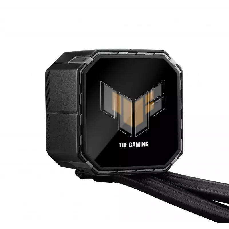 All-in-one liquid cooler ASUS TUF Gaming LC III 360 ARGB LCD — 360 mm radiatorius, 3x 120 mm ventiliatoriai, Socket AM5/AM4/LGA1700/LGA1200, Juoda