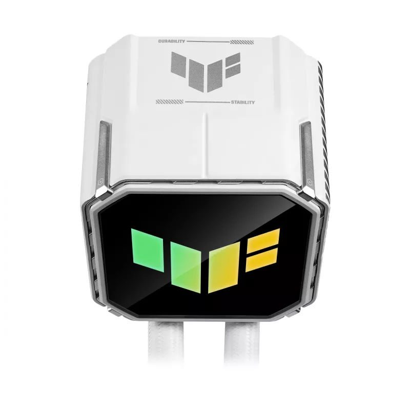 Universalus skysčio aušintuvas ASUS TUF Gaming LC III 360 ARGB White Edition — 360 mm, 120 mm ventiliatoriai, LGA1700/1200, AM4/AM5 palaikymas