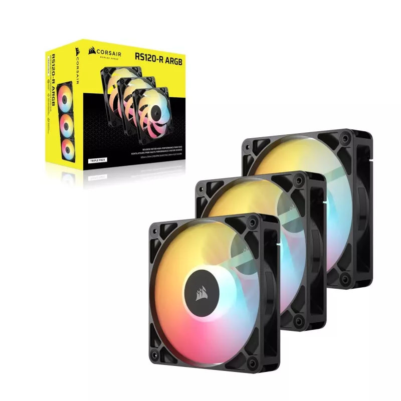 Aušinimo ventiliatorius CORSAIR RS120-R ARGB 120mm 3-pack, 120 mm, ARGB apšvietimas, 3 ventiliatoriai