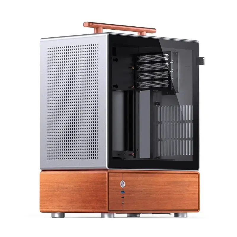 PC korpusas Jonsbo T7 Midi Tower mATX grūdintas stiklas sidabrinis