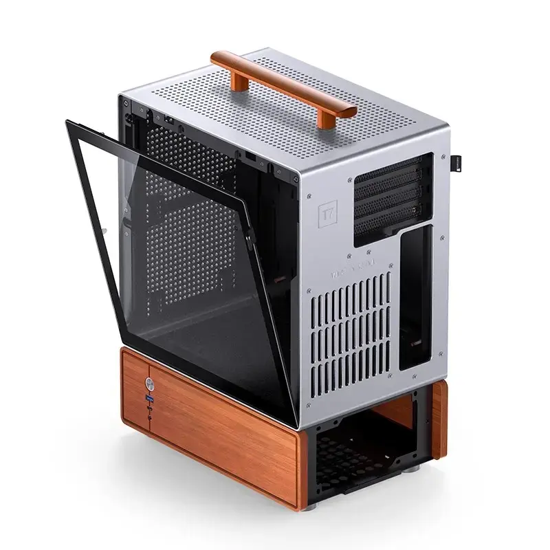 PC korpusas Jonsbo T7 Midi Tower mATX grūdintas stiklas sidabrinis