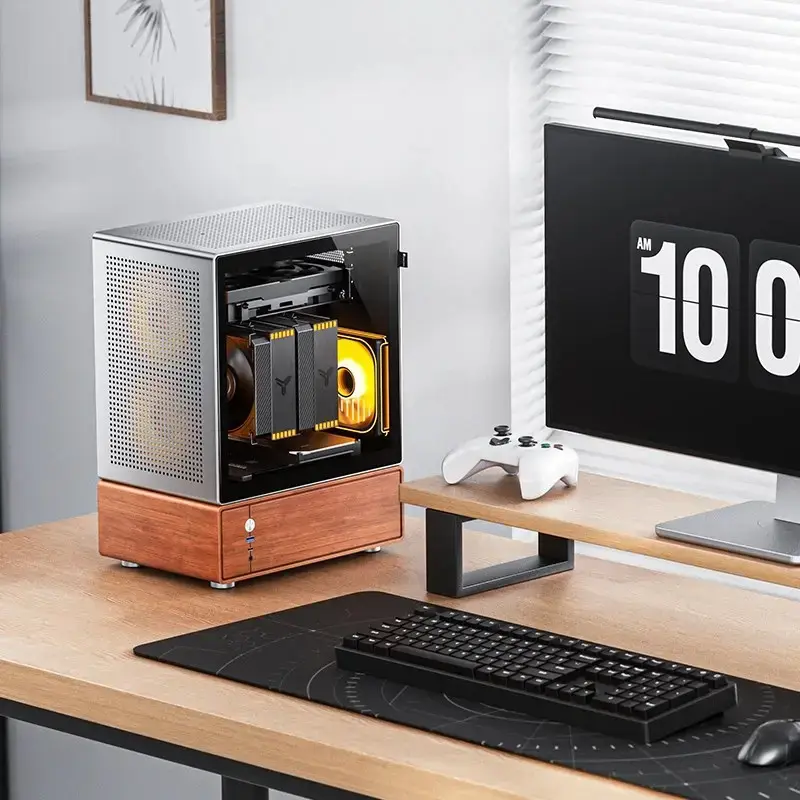 PC korpusas Jonsbo T7 Midi Tower mATX grūdintas stiklas sidabrinis