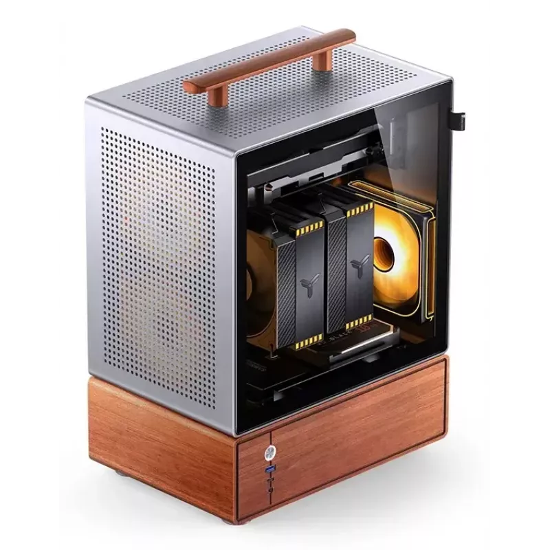 PC korpusas Jonsbo T7 Midi Tower mATX grūdintas stiklas sidabrinis