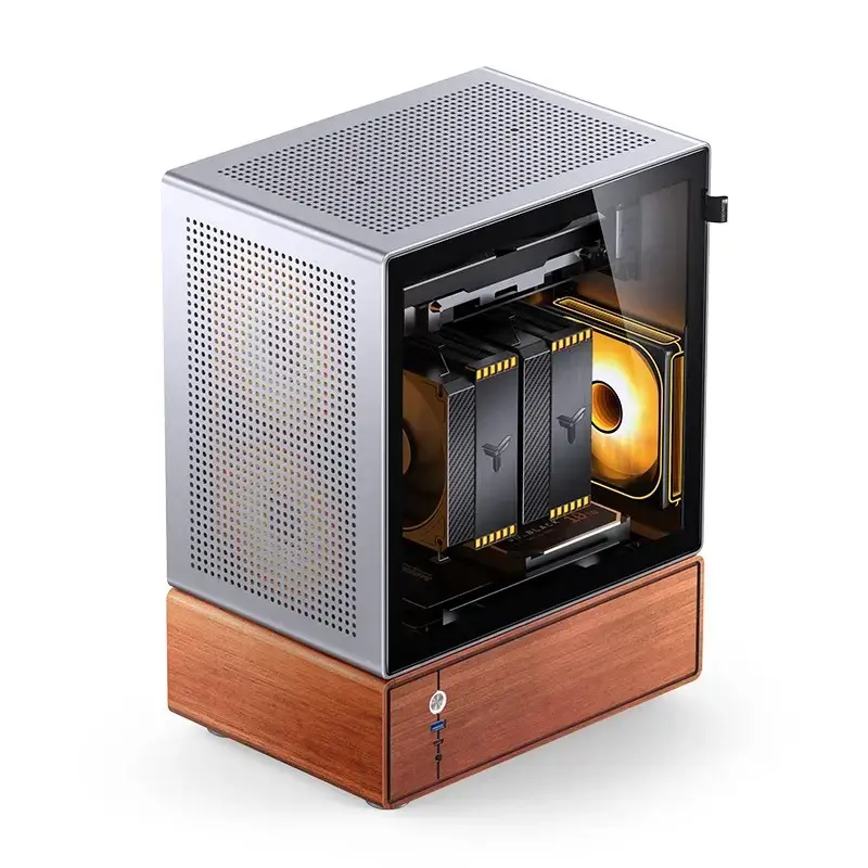 PC korpusas Jonsbo T7 Midi Tower mATX grūdintas stiklas sidabrinis