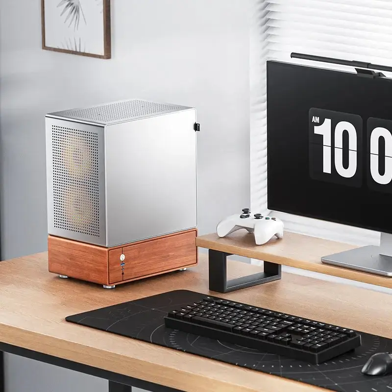 PC korpusas Jonsbo T7 Midi Tower mATX grūdintas stiklas sidabrinis