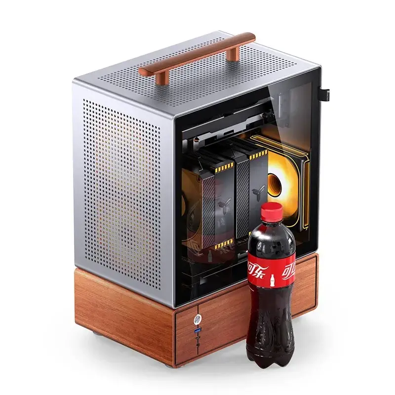 PC korpusas Jonsbo T7 Midi Tower mATX grūdintas stiklas sidabrinis