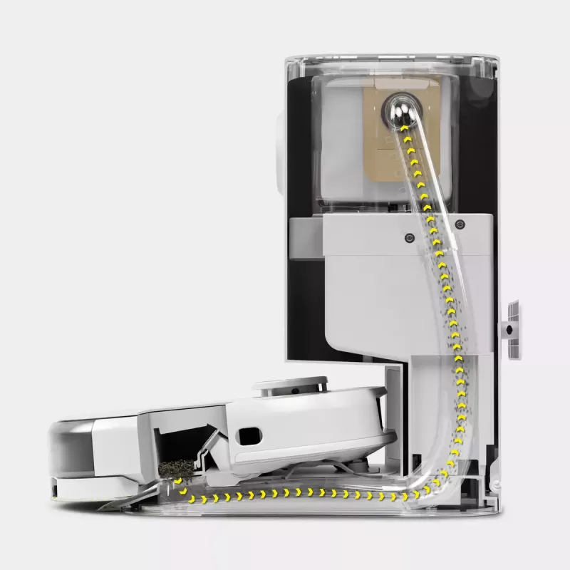 Įkrovimo bazė Kärcher RCV 5 siurbimo stotelė, balta, 4 L dulkių maišelio talpa, 420×290×460 mm