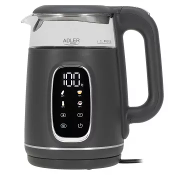 Elektrinis virdulys Adler AD 1305 G — 1,7 l, 2200 W, reguliuojamas termostatas, LED ekranas, pilkas