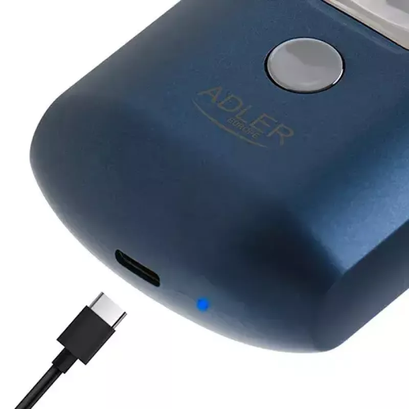 Rotacinis barzdaskutė Adler AD 2937, 2 rotacinės galvutės, įkraunama Li-Ion 250 mAh, plaunama, belaidė, mėlyna