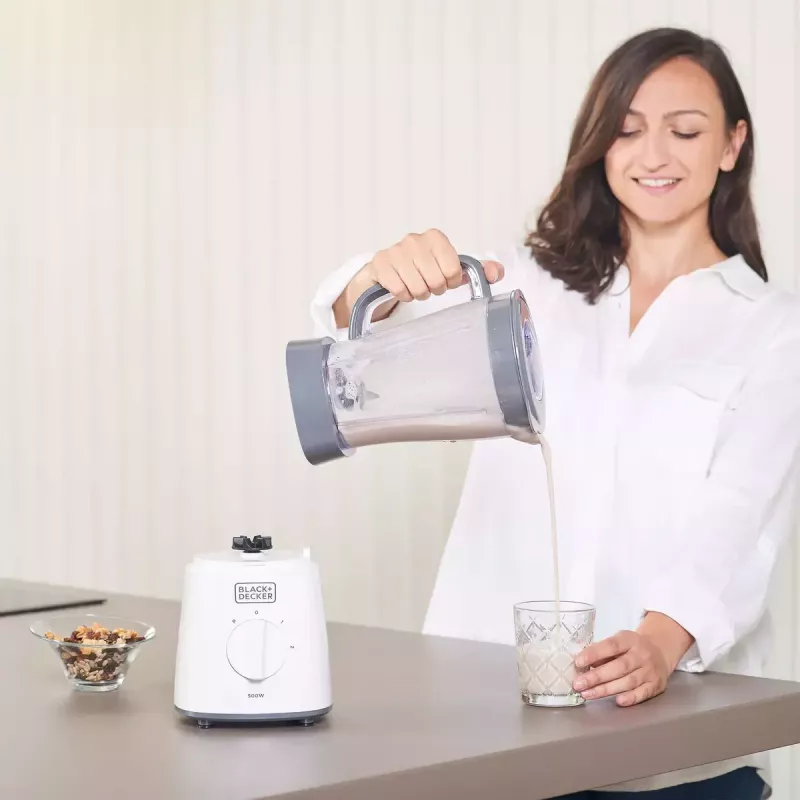 Stalinis trintuvas Juoda & Decker BXJB500E — 1,5 L stiklinis indas, 500 W, 2 greičiai, impulsinis režimas, ledo smulkinimas