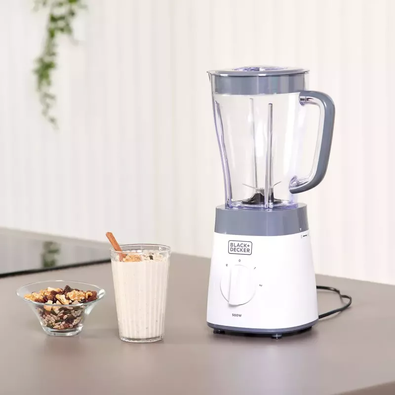 Stalinis trintuvas Juoda & Decker BXJB500E — 1,5 L stiklinis indas, 500 W, 2 greičiai, impulsinis režimas, ledo smulkinimas