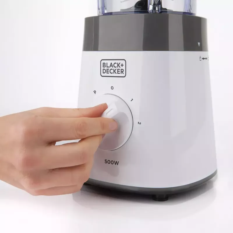 Stalinis trintuvas Juoda & Decker BXJB500E — 1,5 L stiklinis indas, 500 W, 2 greičiai, impulsinis režimas, ledo smulkinimas