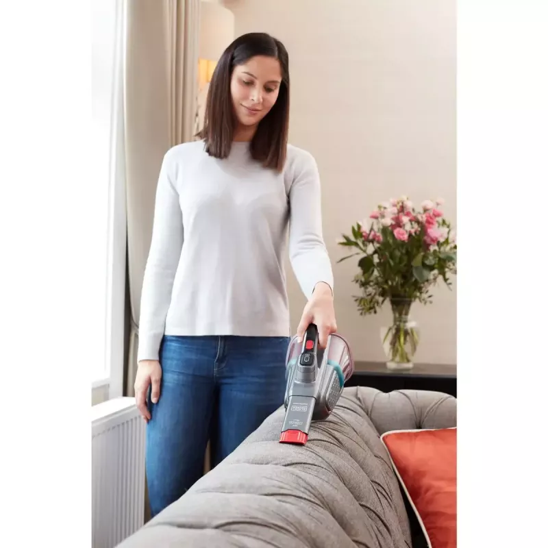 Rankinis dulkių siurblys Juoda & Decker BHHV315J — 12 V belaidis, 20 AW siurbimo galia, 0,7 l be maišelio, 16 min veikimo laikas