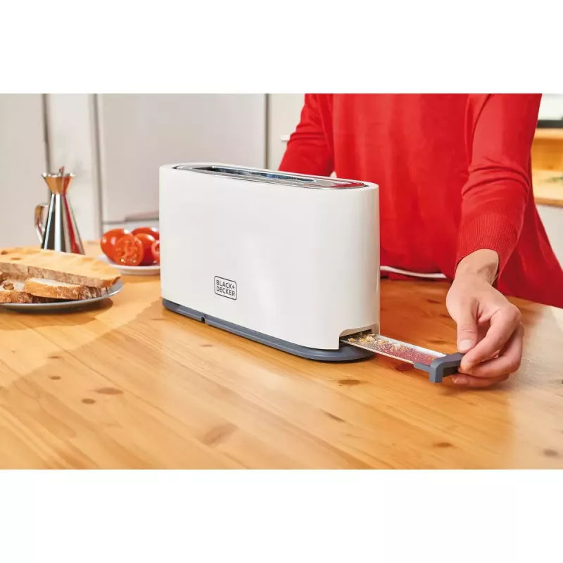 Skrudintuvas Juoda & Decker BXTO1001E 1 riekės 1000 W baltas, 7 skrudinimo lygiai, ilgas lizdas