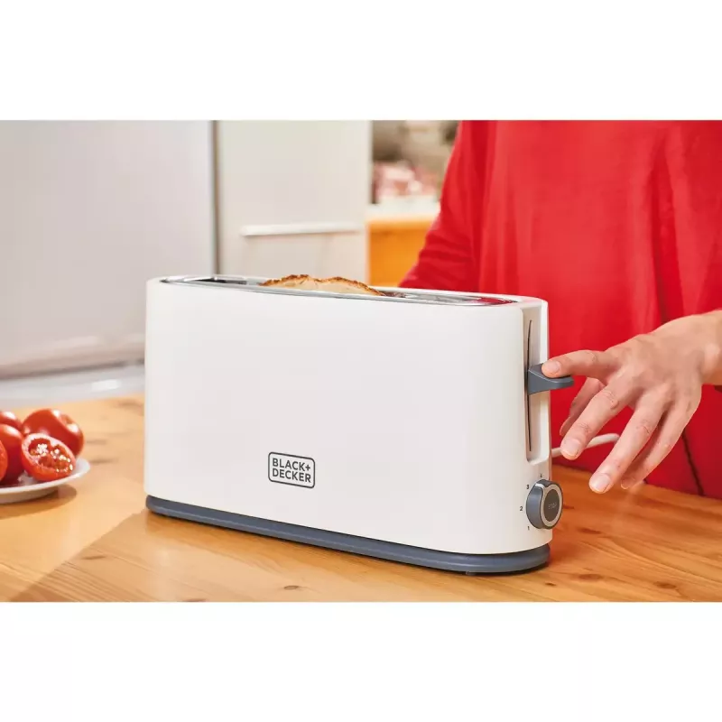 Skrudintuvas Juoda & Decker BXTO1001E 1 riekės 1000 W baltas, 7 skrudinimo lygiai, ilgas lizdas