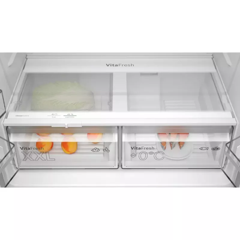 Šaldytuvas su šaldikliu šone Bosch Serie 4 KFN96VPEA, 605 L (šaldytuvo 405 L / šaldiklio 200 L), NoFrost, nerūdijantis plienas