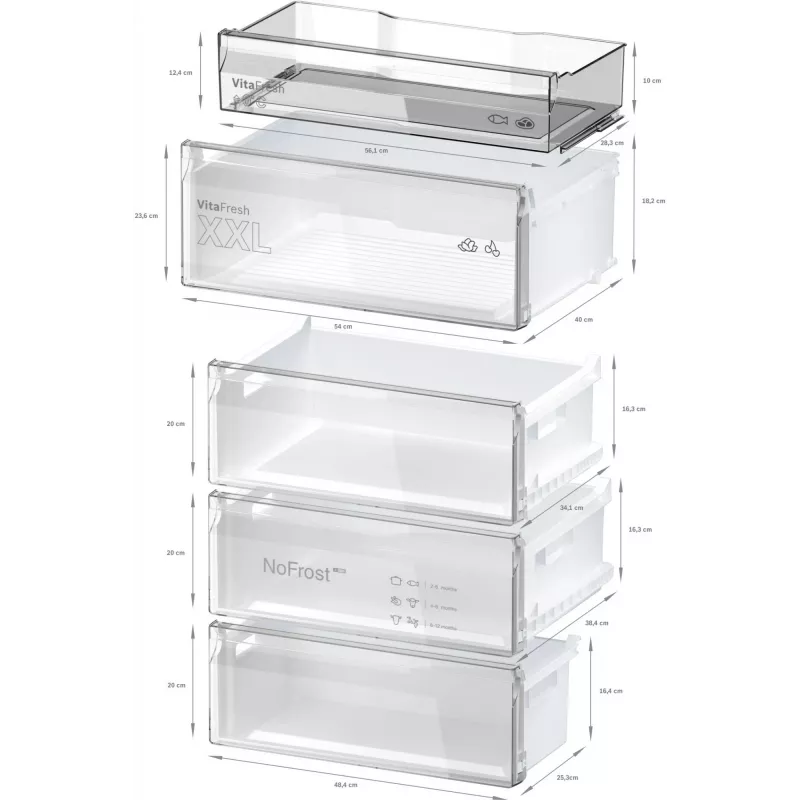 Šaldytuvas-šaldiklis laisvai pastatomas Bosch Serie 4 KGN497LDF — 440 L bendras, 311 L šaldytuvas + 129 L šaldiklis, NoFrost, LED ekranas, Nerūdijantis plienas