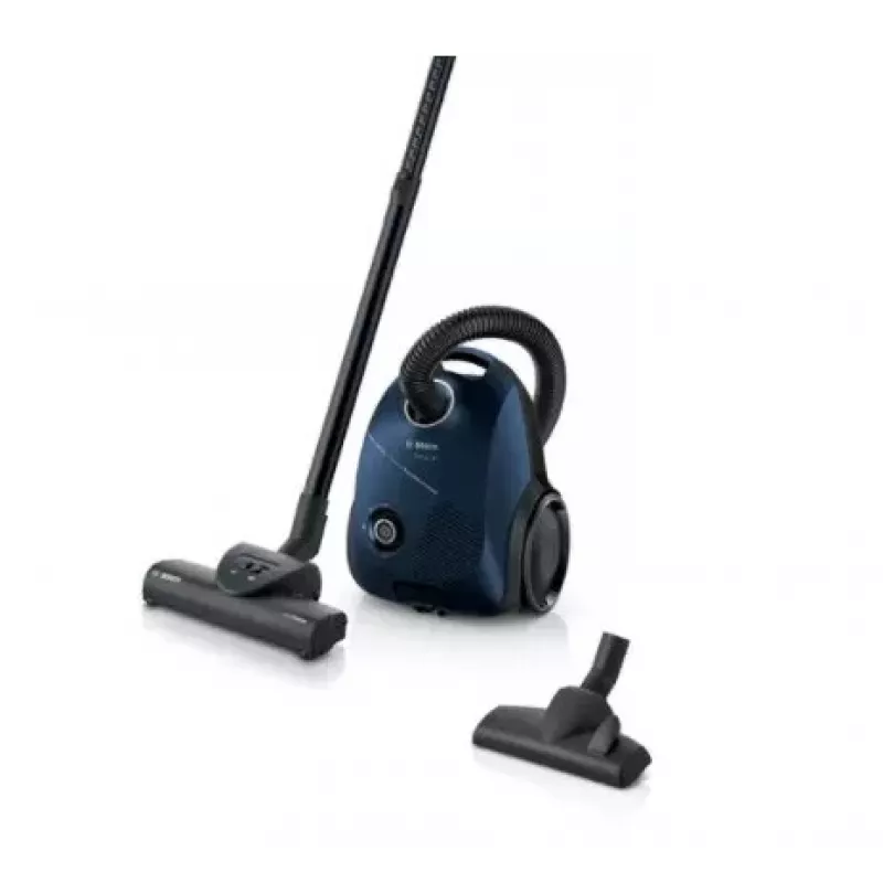 Cilindrinis dulkių siurblys Bosch Serie 2 BGBS2BU1T — 850 W, 3,5 l dulkių maišelis, 8 m veikimo spindulys, mėlynas
