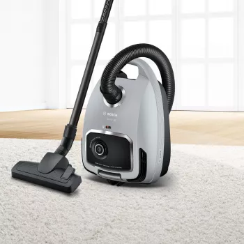 Cilindrinis dulkių siurblys Bosch Serie 6 BGB6X330 — 600 W, HEPA 13, 4 L dulkių maišelis, kietoms grindims ir kilimams, 6 kg, pilka/juoda