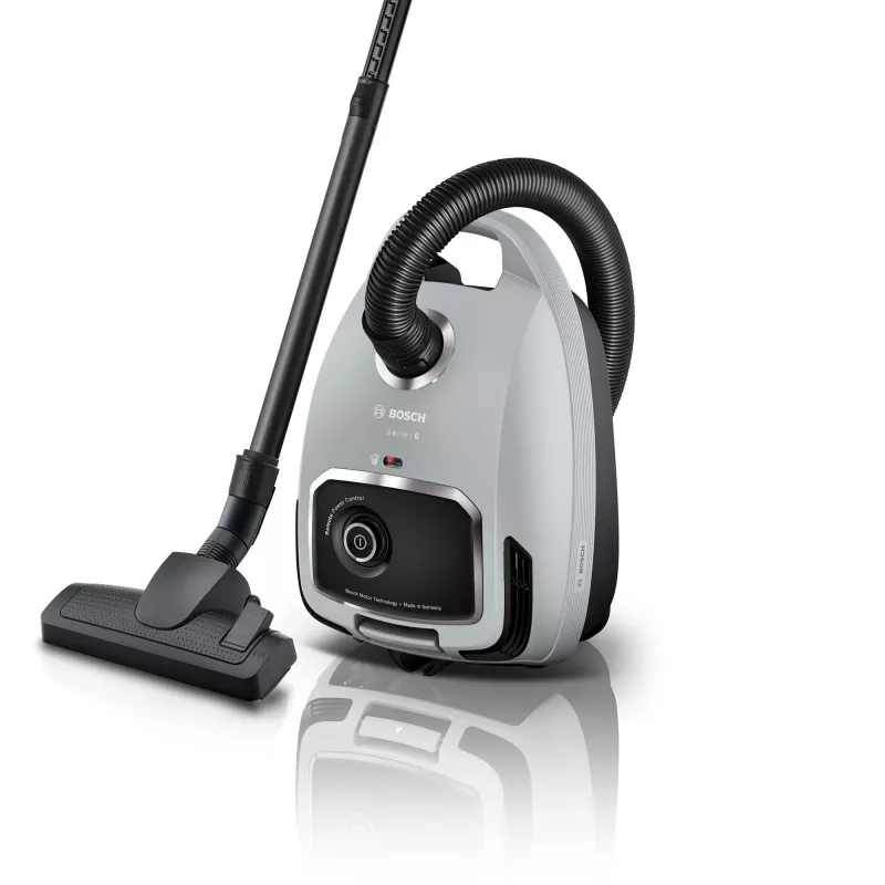 Cilindrinis dulkių siurblys Bosch Serie 6 BGB6X330 — 600 W, HEPA 13, 4 L dulkių maišelis, kietoms grindims ir kilimams, 6 kg, pilka/juoda