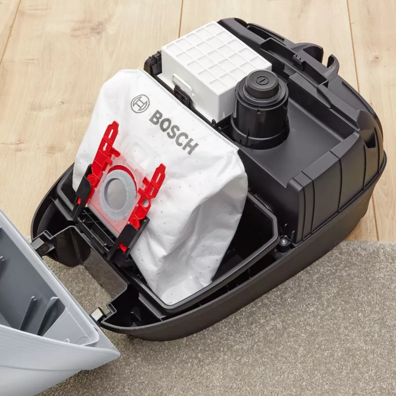 Cilindrinis dulkių siurblys Bosch Serie 6 BGB6X330 — 600 W, HEPA 13, 4 L dulkių maišelis, kietoms grindims ir kilimams, 6 kg, pilka/juoda