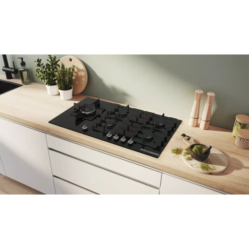 Bosch Serie 6 PPM9A6I40 kaitlentė juoda įmontuojama 90 cm dujinė 5 zonos